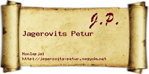 Jagerovits Petur névjegykártya